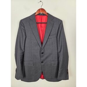 SUITSUPPLY Men Charcoal Grey Textured Wool Blazer Jacket Single Breasted S130 46